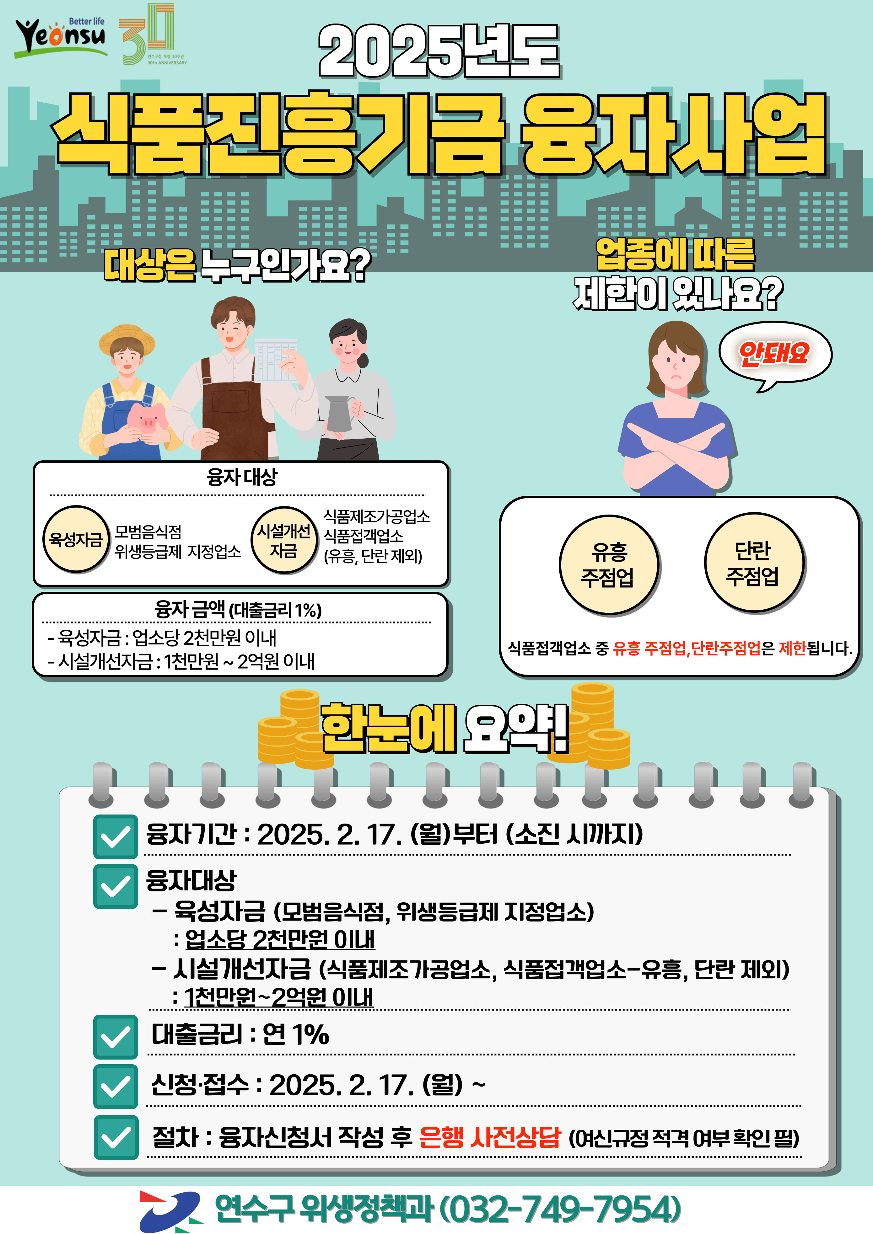 연수구, ‘인천시 식품진흥기금 융자’ 신청하세요