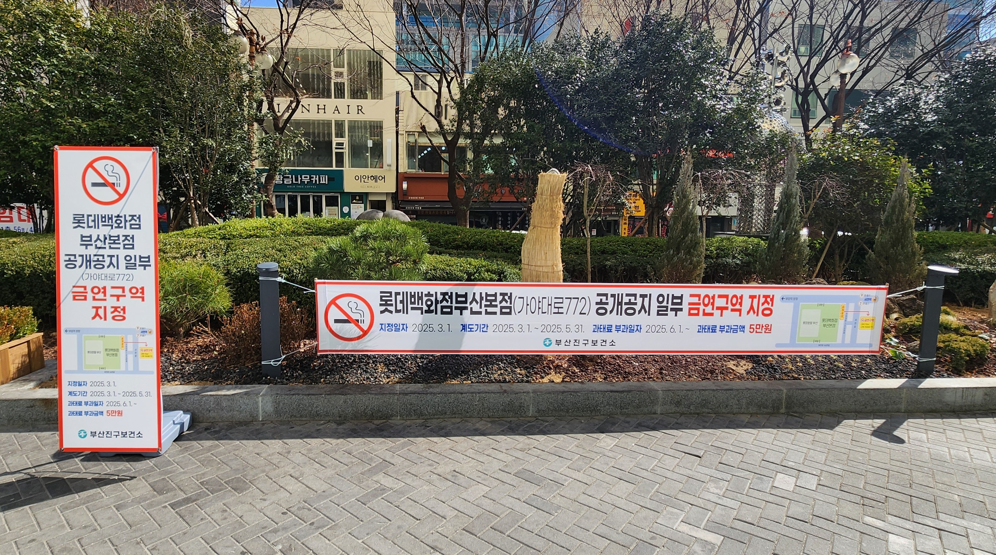 롯데백화점부산본점 공개공지 일부, 금연구역 지정