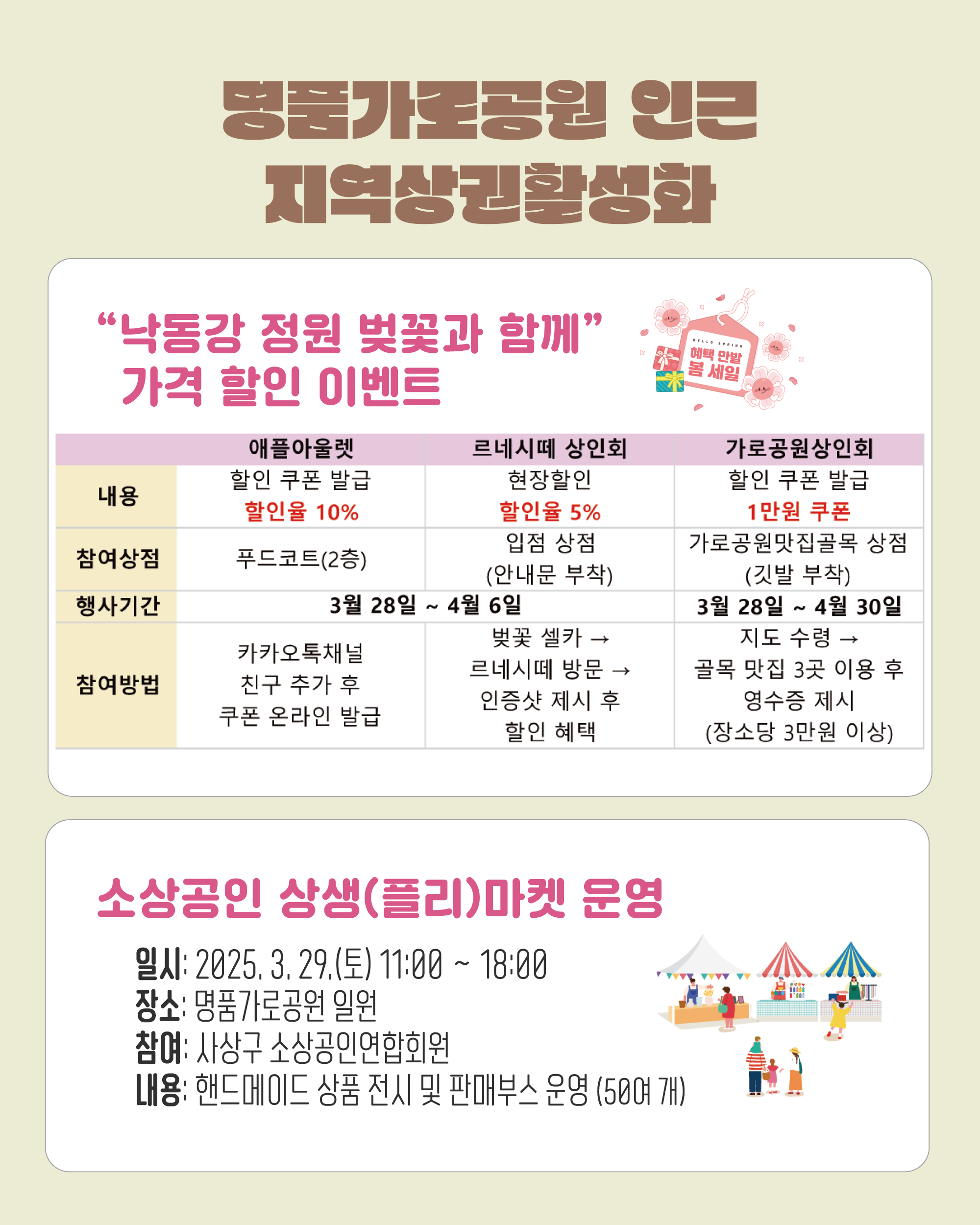낙동강 정원 벚꽃 축제 구경하고 가격 할인도 받으세요