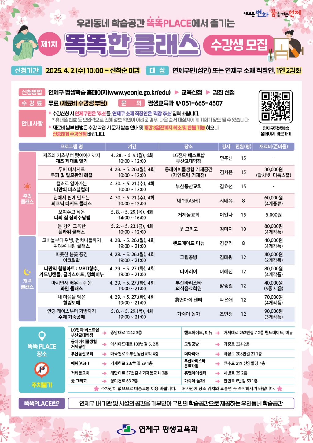 연제구, 똑똑PLACE에서 즐기는 '제1차 똑똑한 클래스' 운영