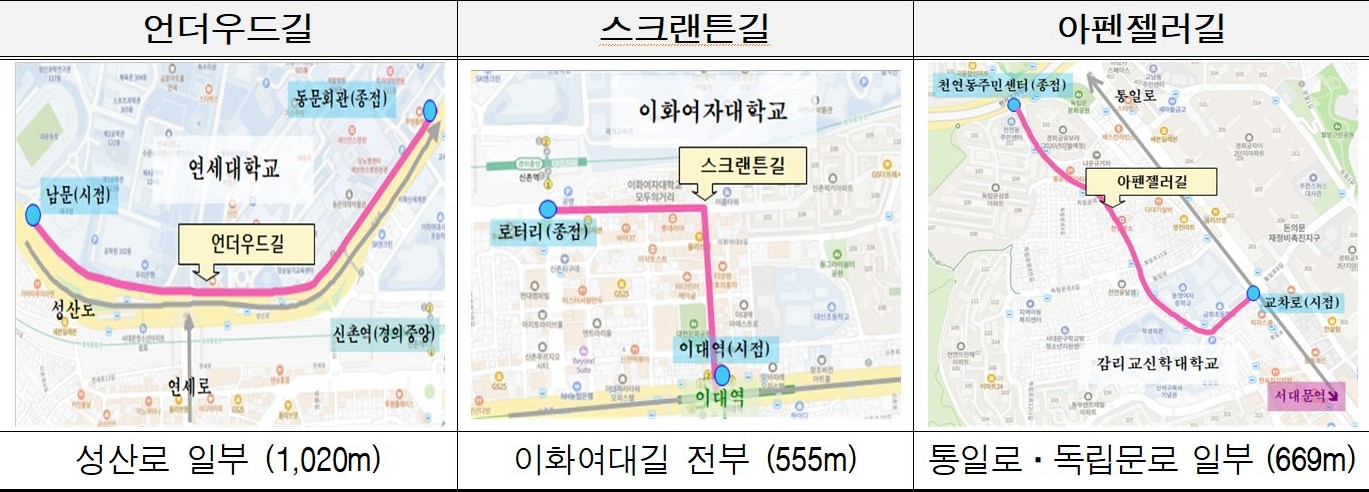 서대문구, 언더우드길·스크랜튼길·아펜젤러길 명예도로명 지정