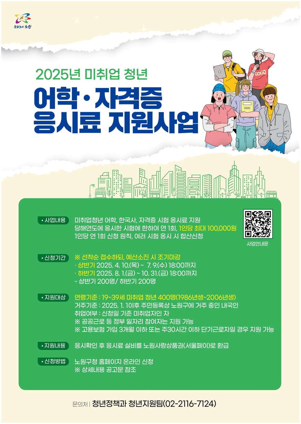 노원구, 미취업 청년 어학·자격증 응시료 지원사업 실시