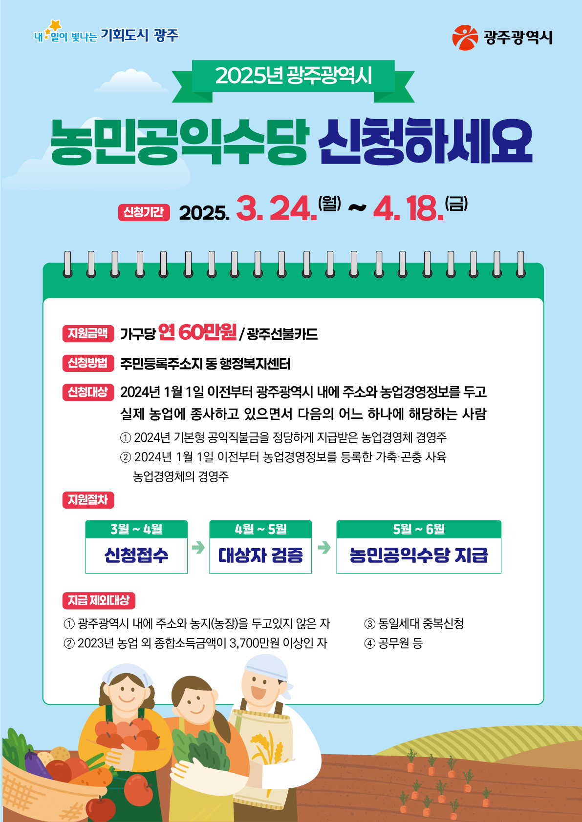 광주시 “농민공익수당 꼭 신청하세요”