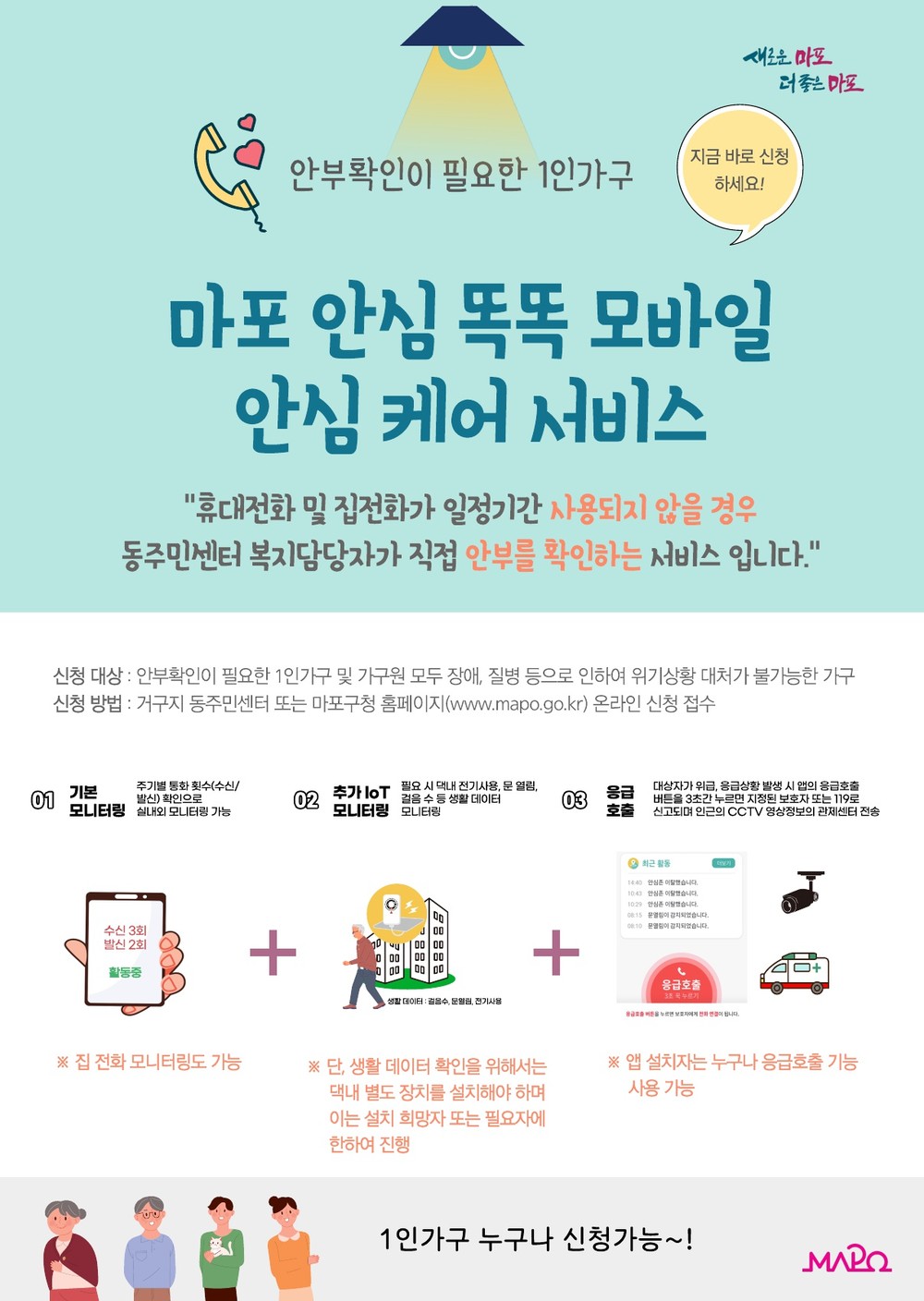 마포구, '마포 안심 똑똑! 모바일 안심케어 서비스' 확대 운영
