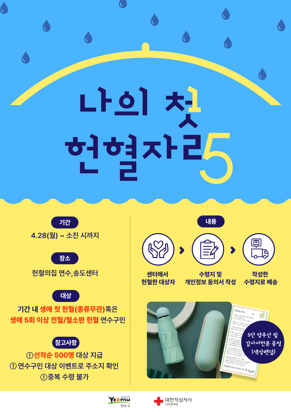 연수구, ‘생애 첫·다회 헌혈자 응원 프로모션’ 실시