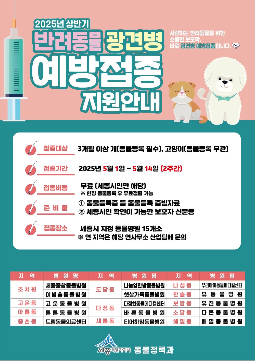 광견병 예방접종 무료로 받으세요