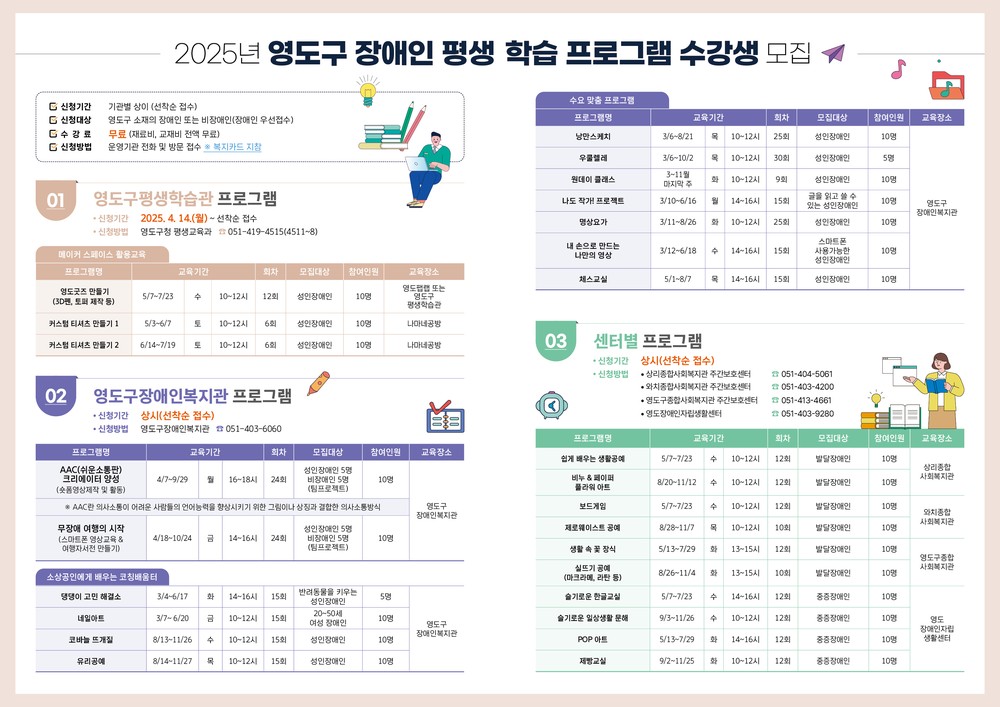 영도구, 장애인 대상 메이커 스페이스 활용 교육 수강생 모집