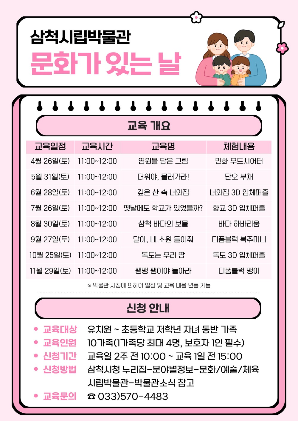 삼척시립박물관, ‘문화가 있는 날’ 가족교육 프로그램 운영