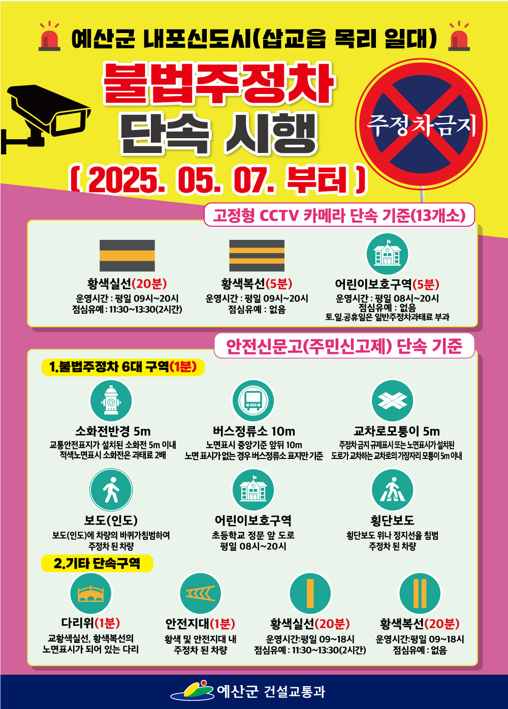 예산군, 내포신도시 불법주정차 고정형 폐쇄회로(CC)TV 5월 7일부터 본격 가동