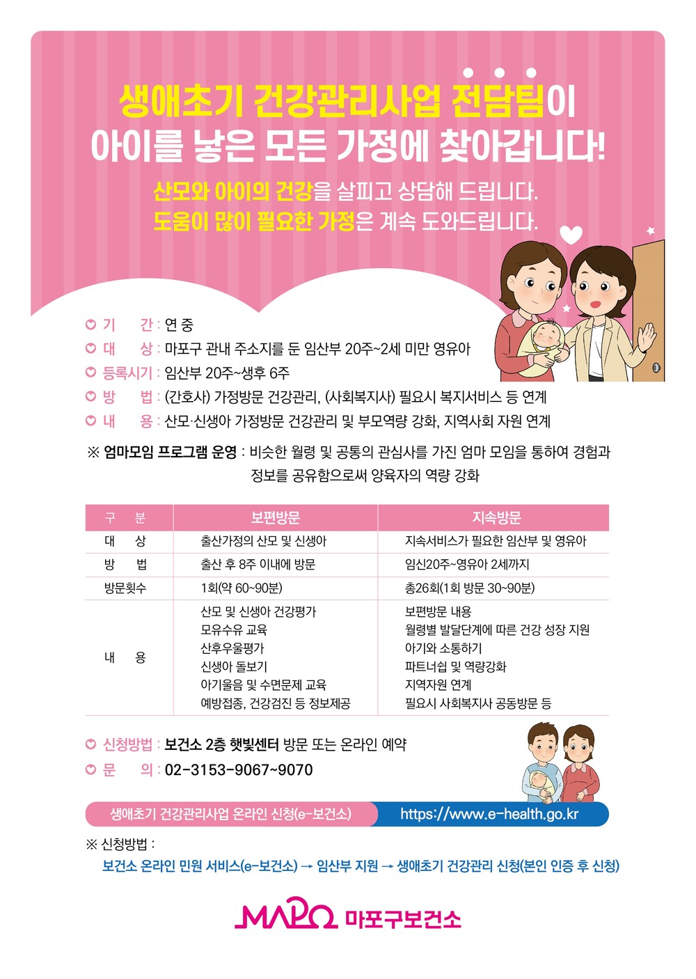 마포구, 임신·출산 가정에 ‘생애초기 건강관리사업’ 운영