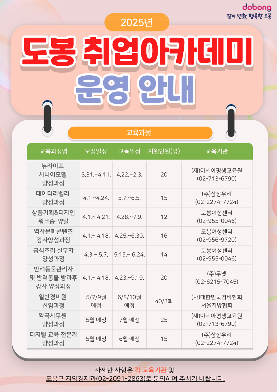 도봉구, 취업 지원 위해 '도봉 취업아카데미' 운영
