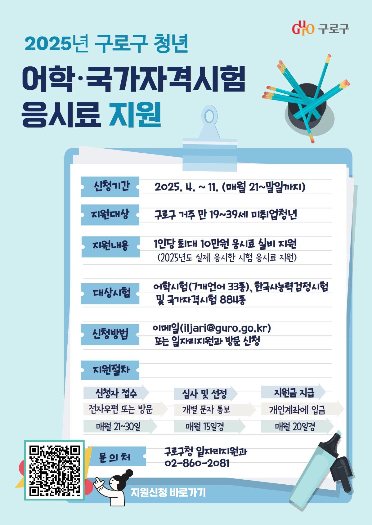 구로구, 청년 어학·자격시험 응시료 최대 10만원 지원