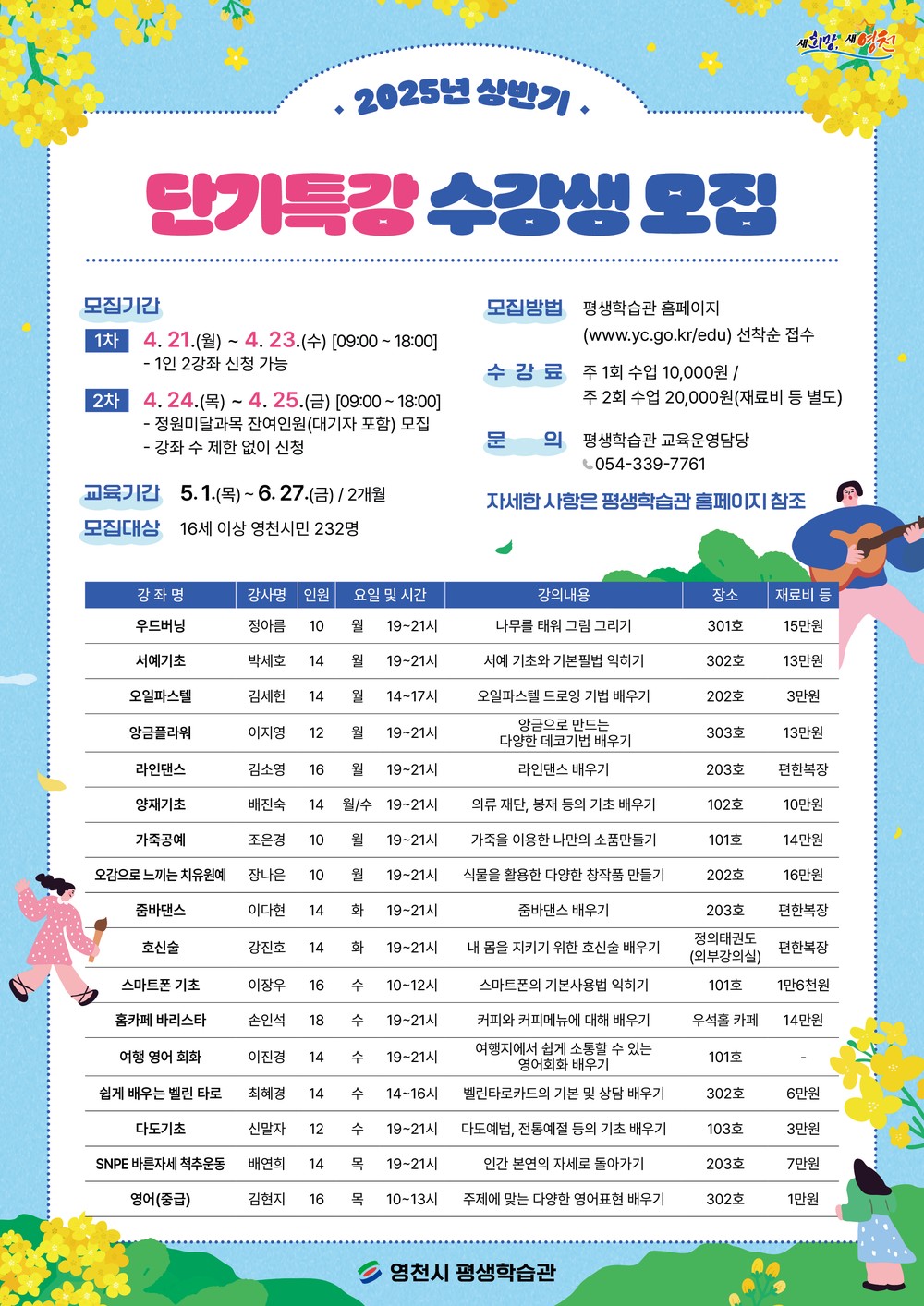 영천시 평생학습관, 상반기 어린이특강 수강생 모집