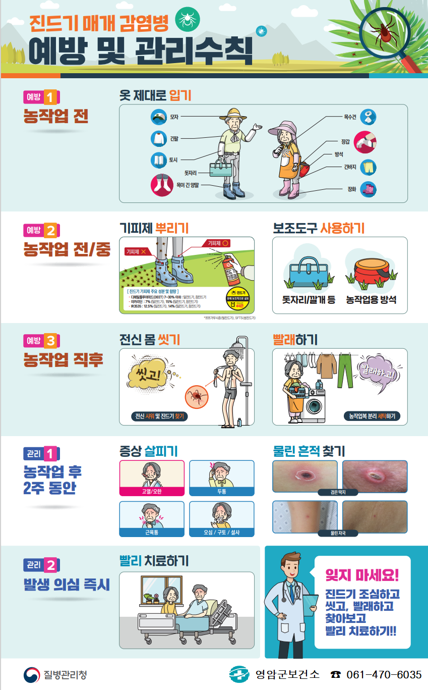 봄철 농번기 야외활동 진드기 매개 감염병 주의보
