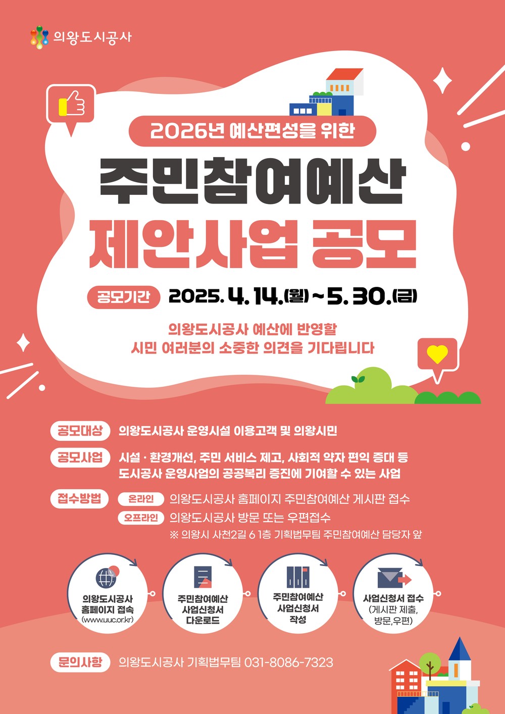 의왕도시공사, 2026년 주민참여예산 사업 공모 실시