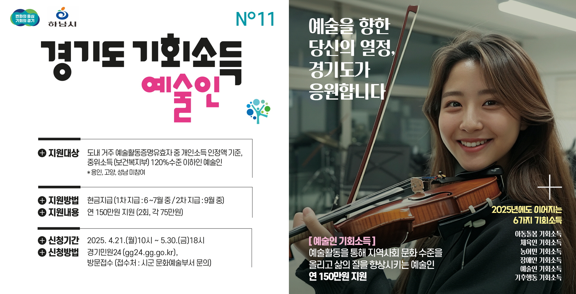 하남시, ‘예술인 기회소득’ 신청 접수 시작