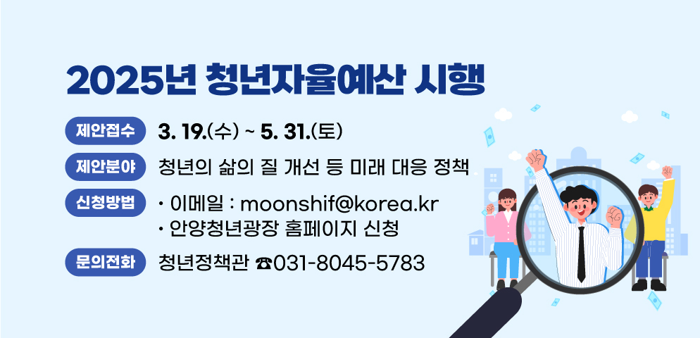 안양시, ‘청년자율예산제’ 본격 시행…청년 예산, 청년이 직접 짠다