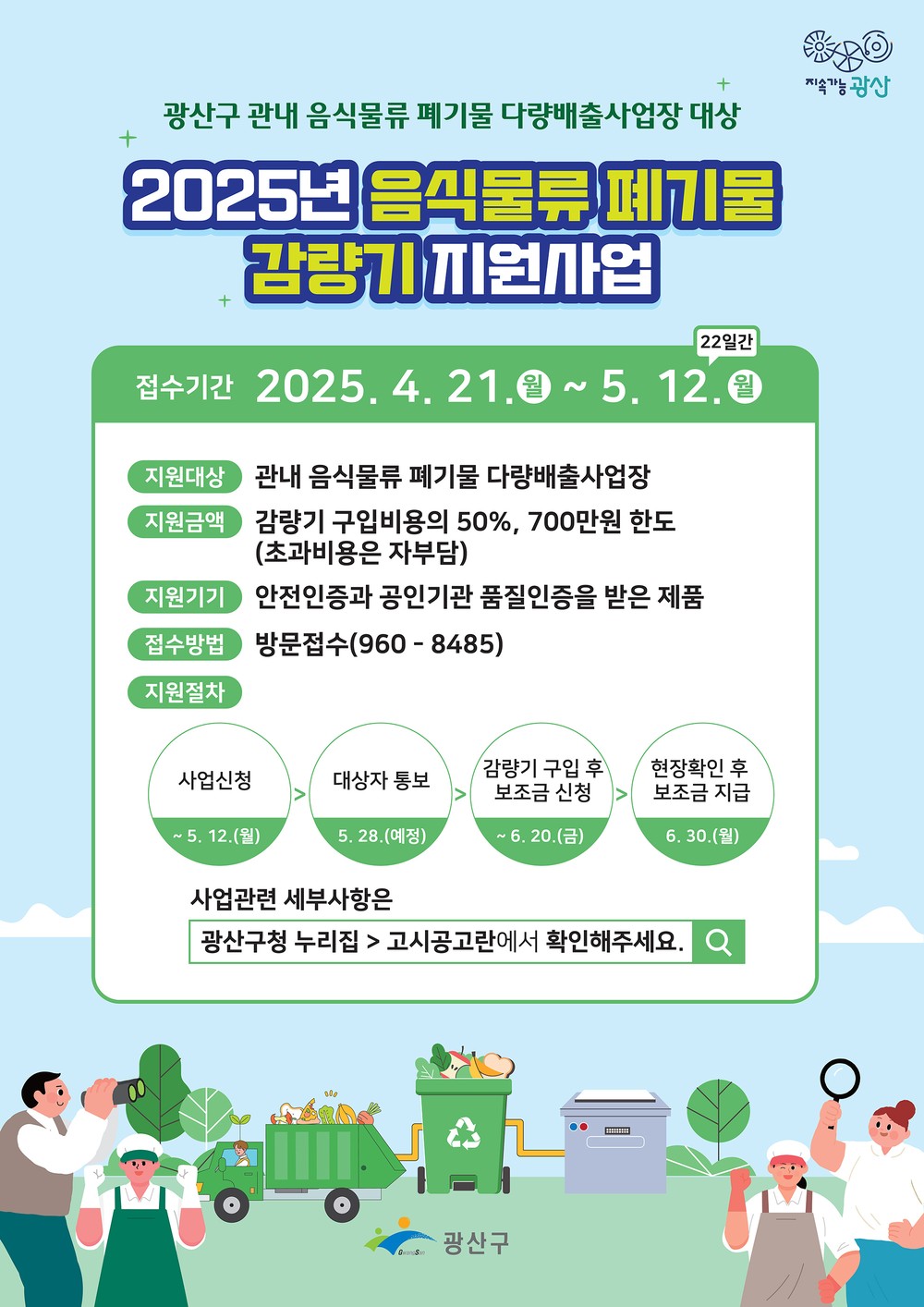 광산구, 음식물쓰레기 다량배출사업장 감량기 설치 지원