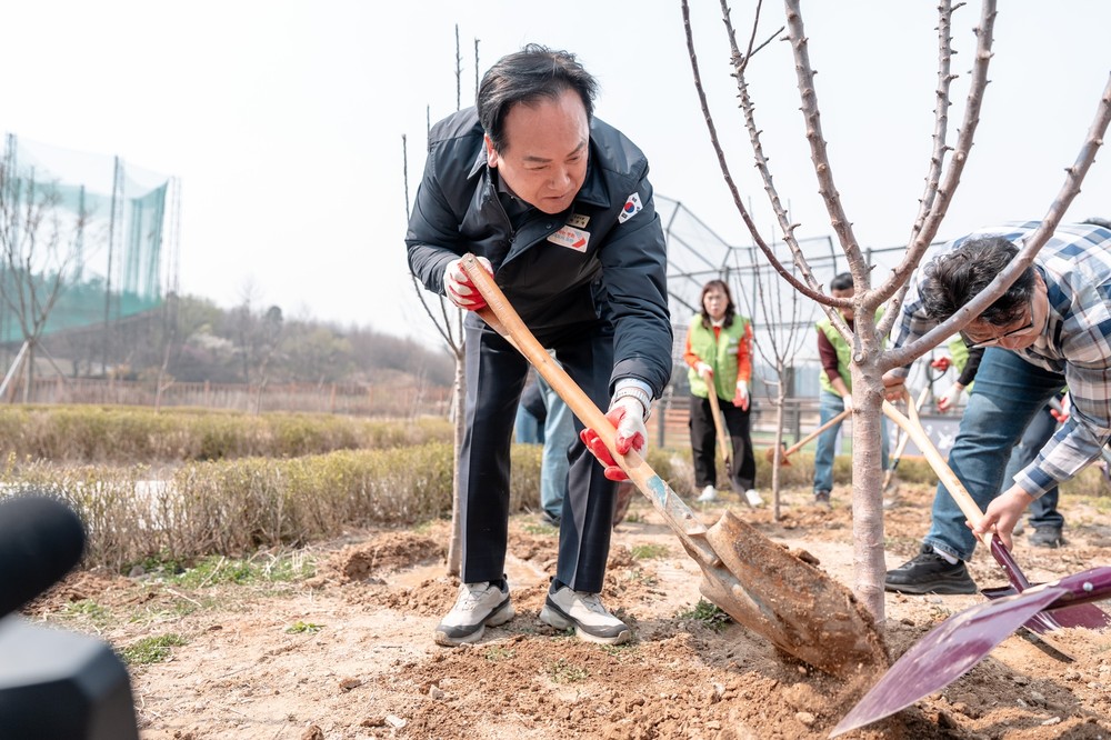 자연보호오산協, 달빛수변공원에 감사나무 식재