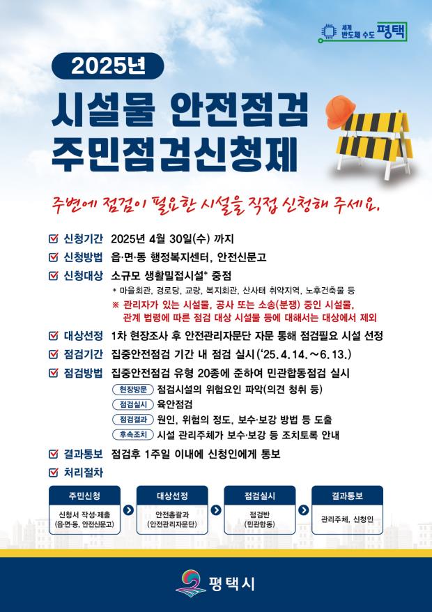 2025년 시설물 안전 점검 ‘주민점검신청제’ 운영