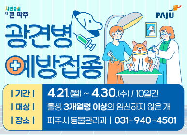 파주시, 상반기 광견병 예방접종 실시