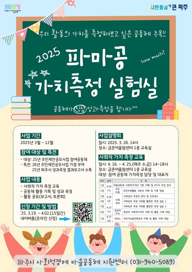 파주시, ‘2025 파마공 가치측정 실험실’추진
