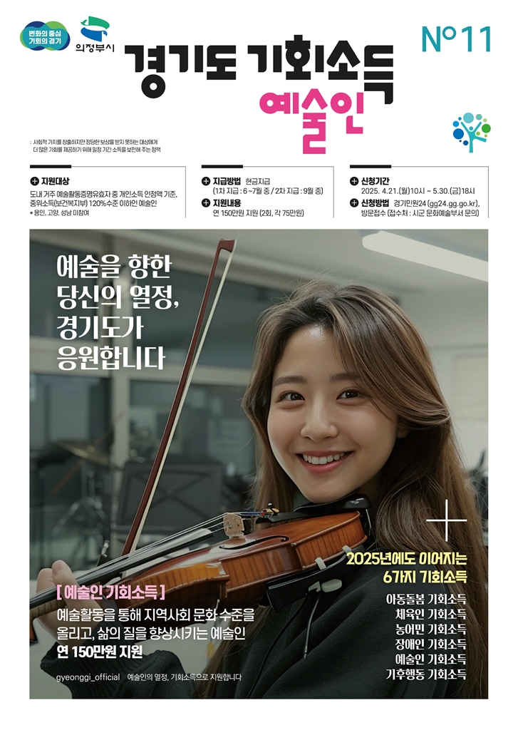 의정부시, ‘경기도 예술인 기회소득’ 접수