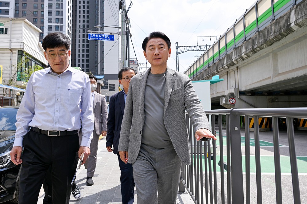 의정부시, 철도 고가하부 및 우정지구 중랑천 제방 현장 점검