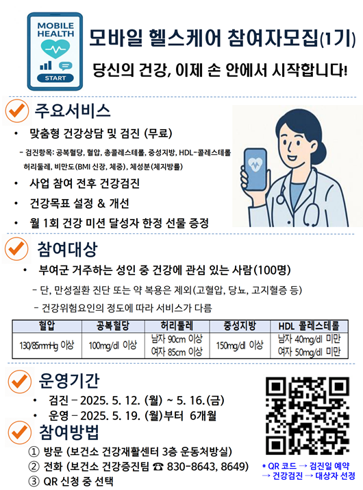 부여군보건소, 모바일 헬스케어사업 운영