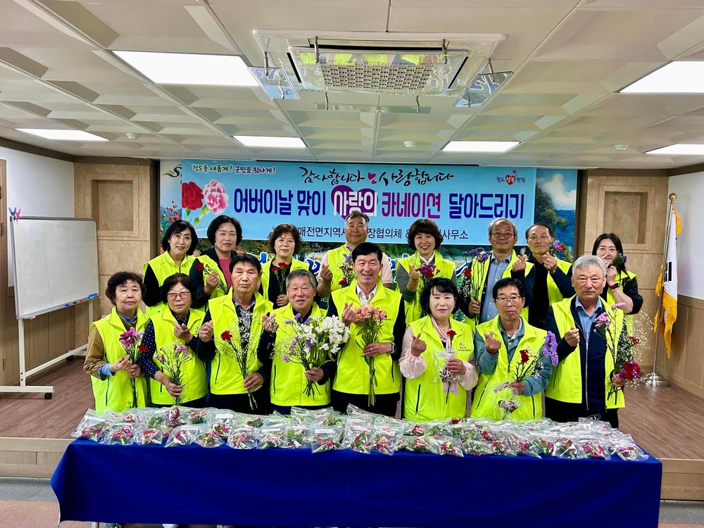 매전면‘사랑의 카네이션’달아드리기 행사 가져