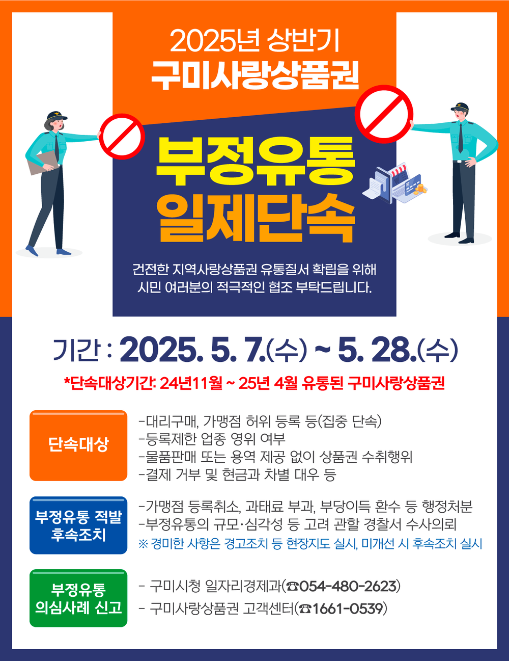 구미사랑상품권 부정유통 멈춰!…구미시, 일제단속 실시