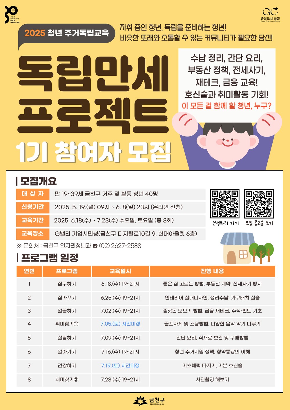금천구, 청년 주거 독립 프로젝트 참여자 모집 셀프 인테리어, 전세사기 예방법