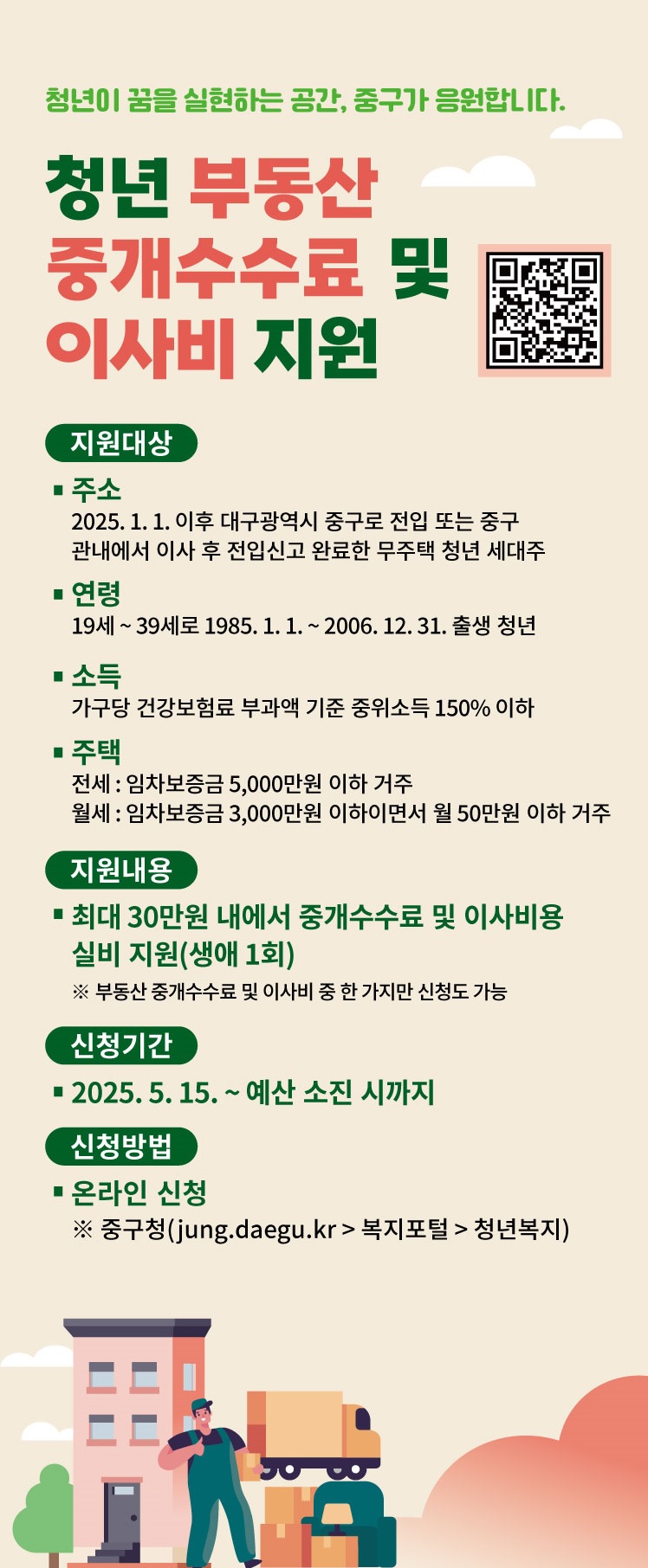 대구 중구, 대구 최초 청년 대상 부동산 중개수수료 및 이사비 지원사업 시행