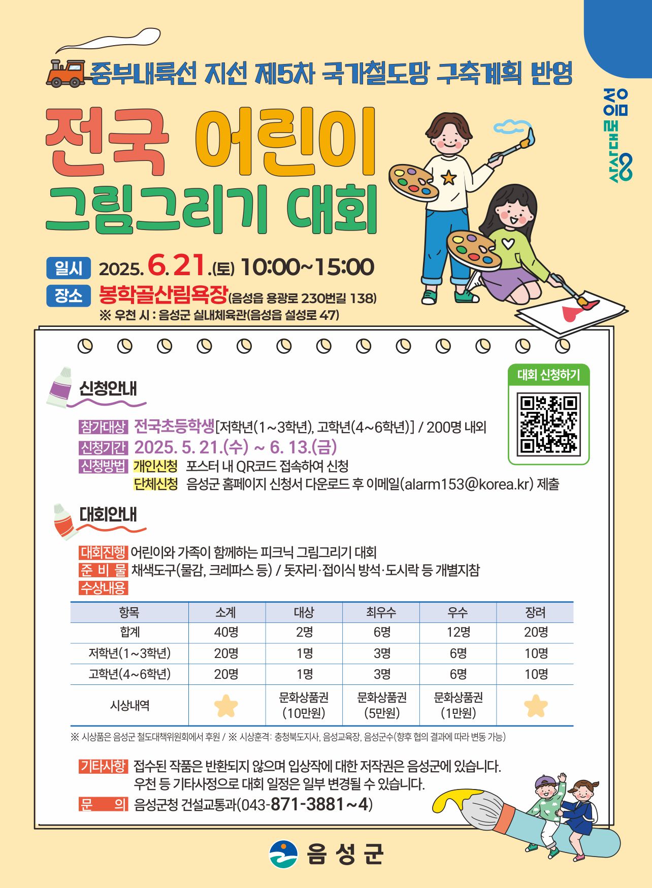 음성군, 중부내륙지선 국가철도망 반영 기원 그림그리기 대회 개최