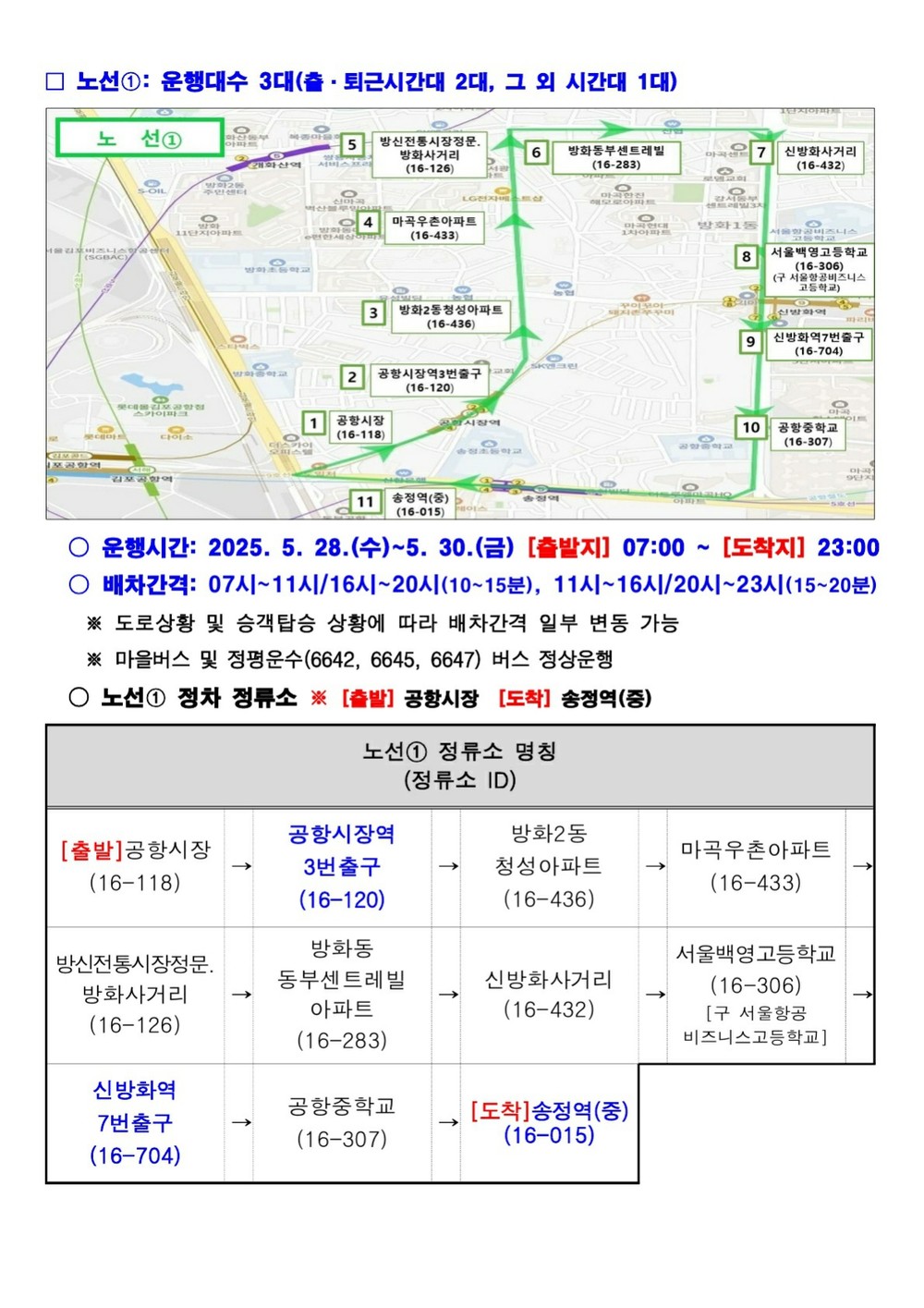 강서구, 시내버스 파업 대비 ‘무료 셔틀버스’10대 긴급 투입