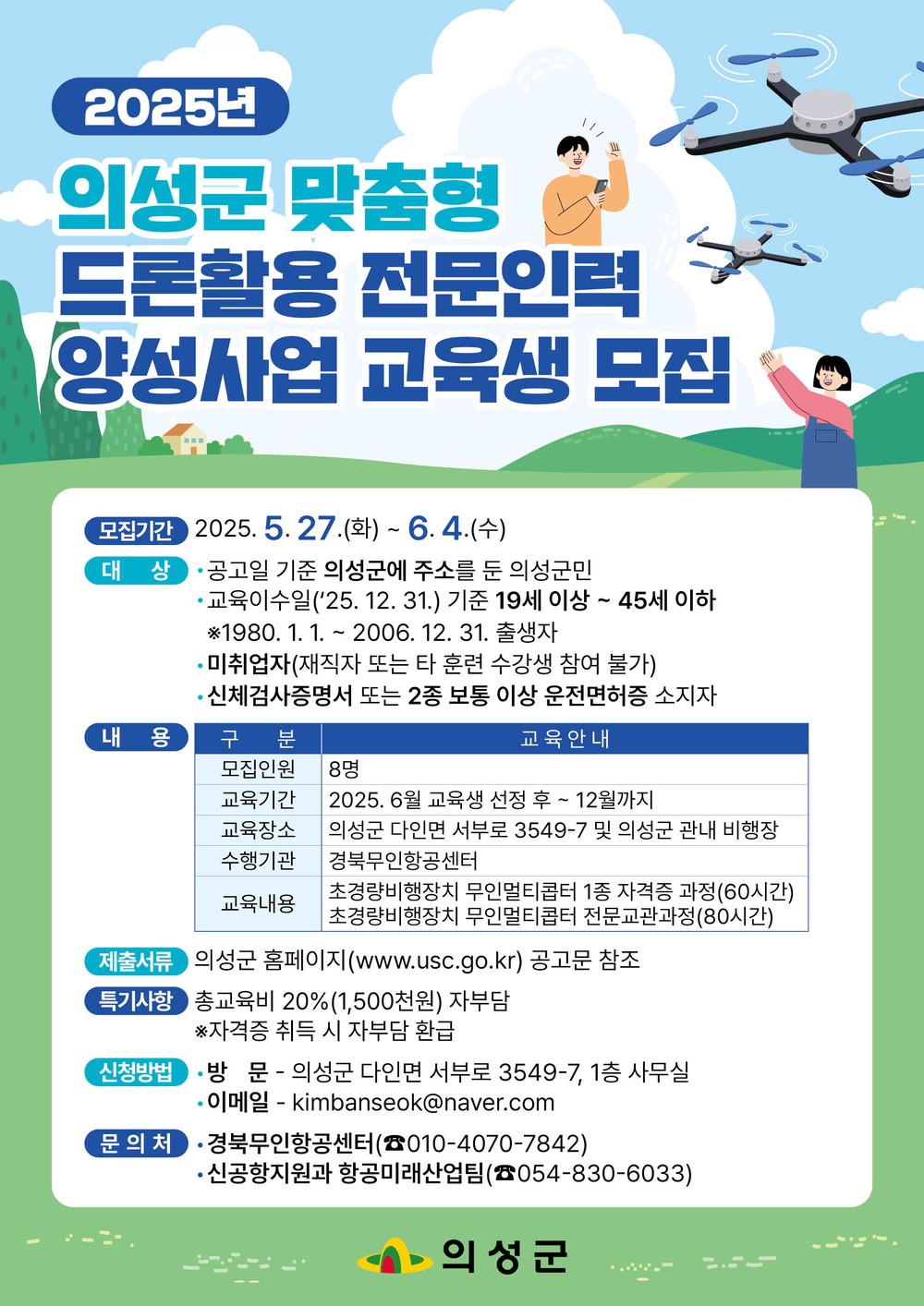 의성군, ‘2025 맞춤형 드론활용 전문인력 양성사업’ 본격 추진