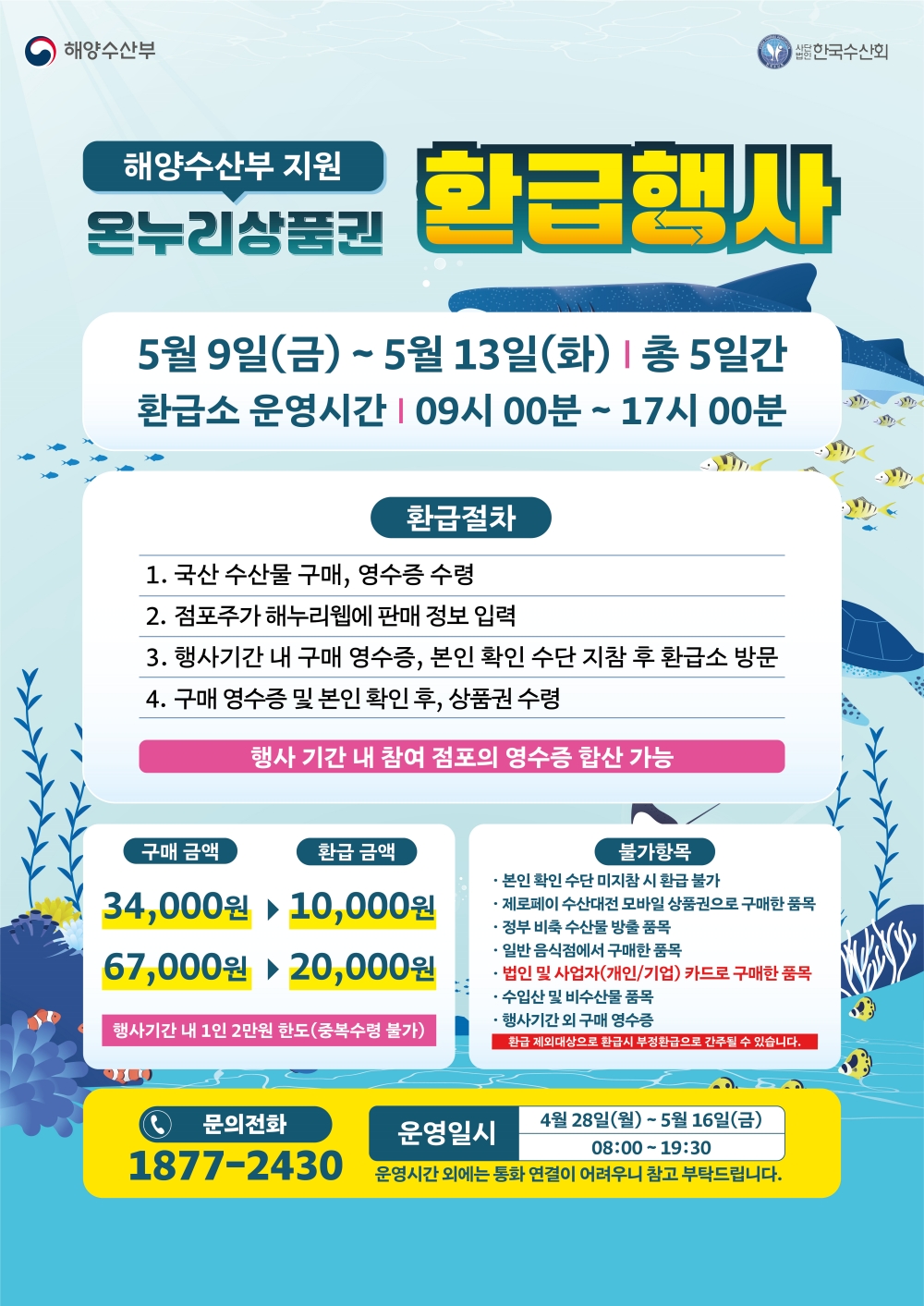 천안중앙시장, 국산 수산물 온누리상품권 환급행사