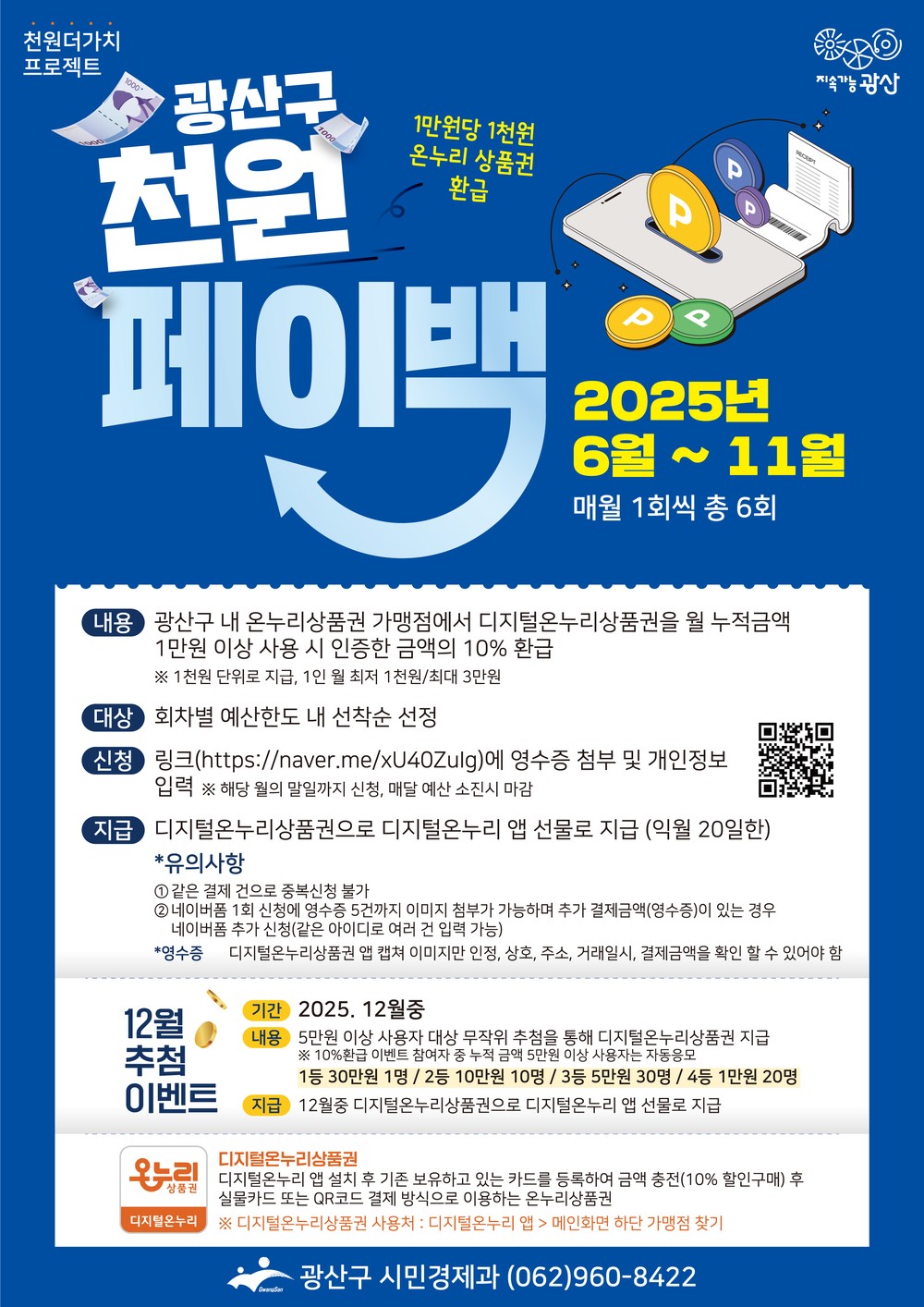 ‘쓸수록 쏠쏠한 천원 더 가치’ 광산구 ‘천원 페이백’