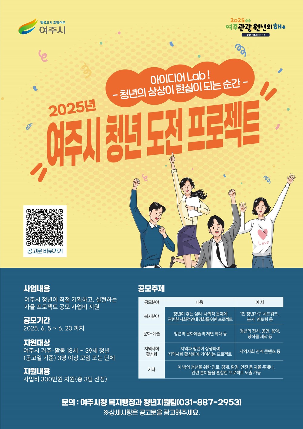 청년의 상상이 현실로! 여주시 청년 도전프로젝트 모집