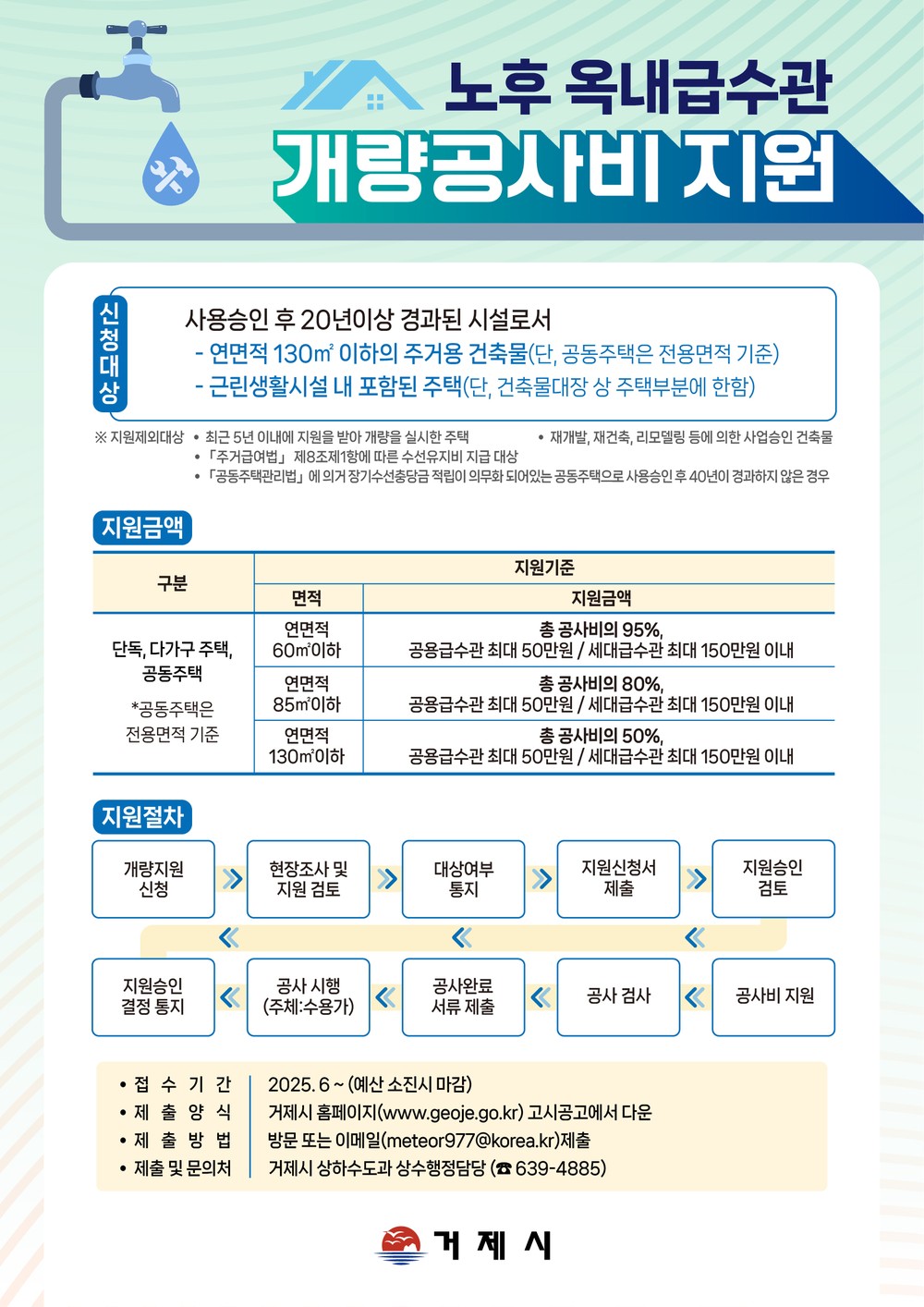 거제시, 노후 옥내급수관 개량 지원사업 시행