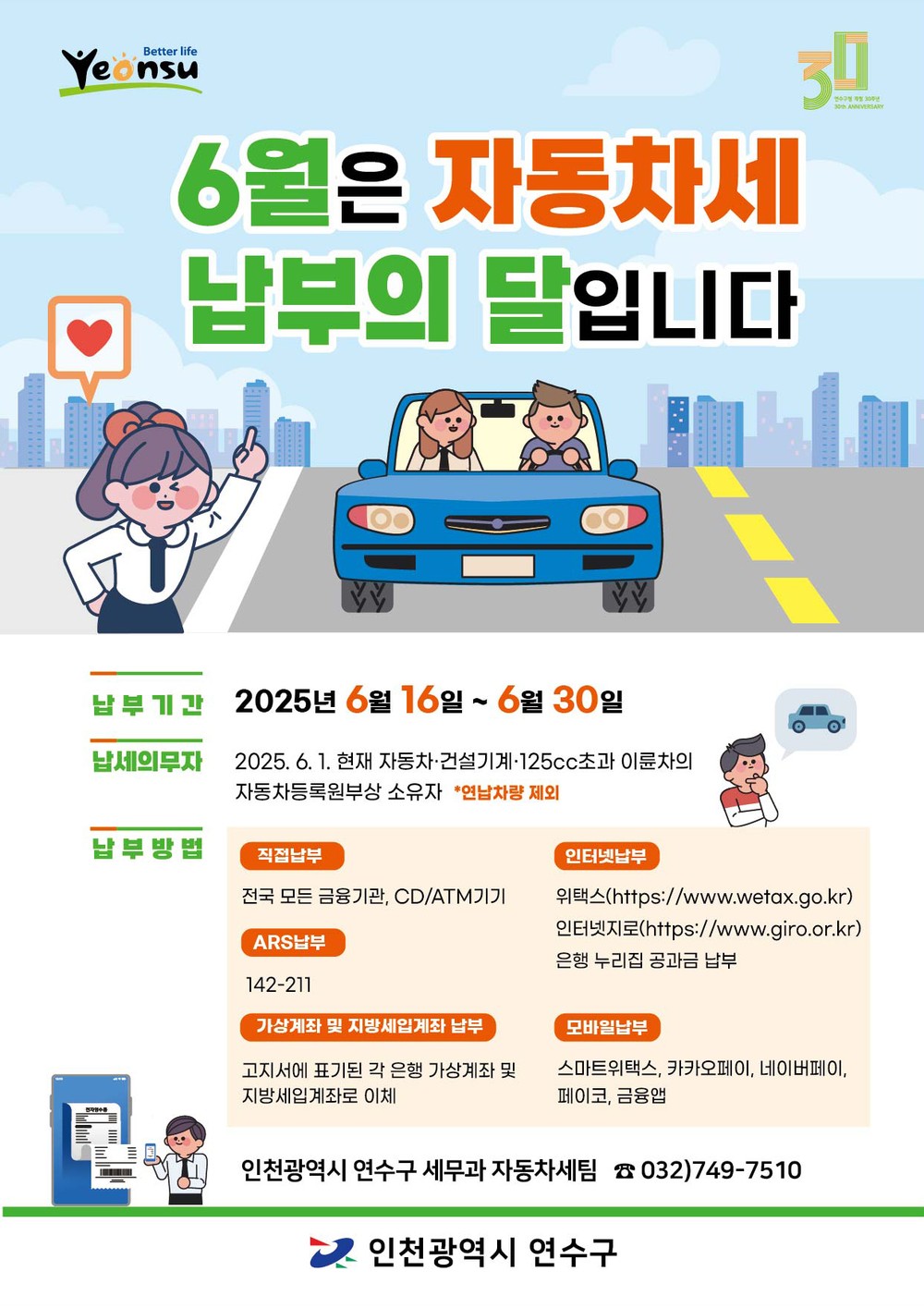 연수구, 올해 1분기 자동차세 194억 원 부과