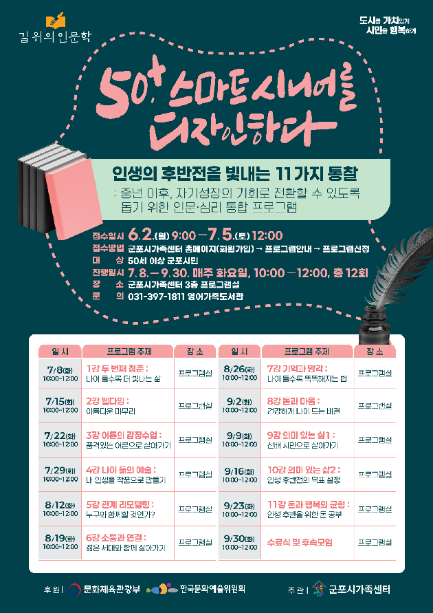 군포시가족센터, 중장년층 대상 인문학 프로그램 운영