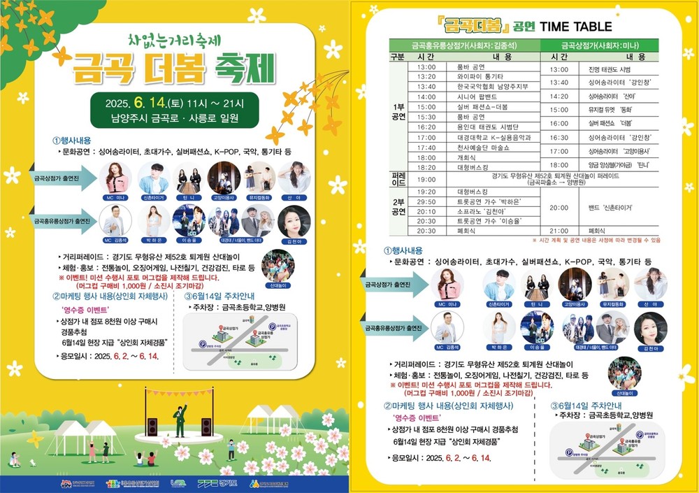 남양주시, ‘금곡 더봄 축제’ 오는 14일 열려…금곡홍유릉상점가·금곡상점가 맞손
