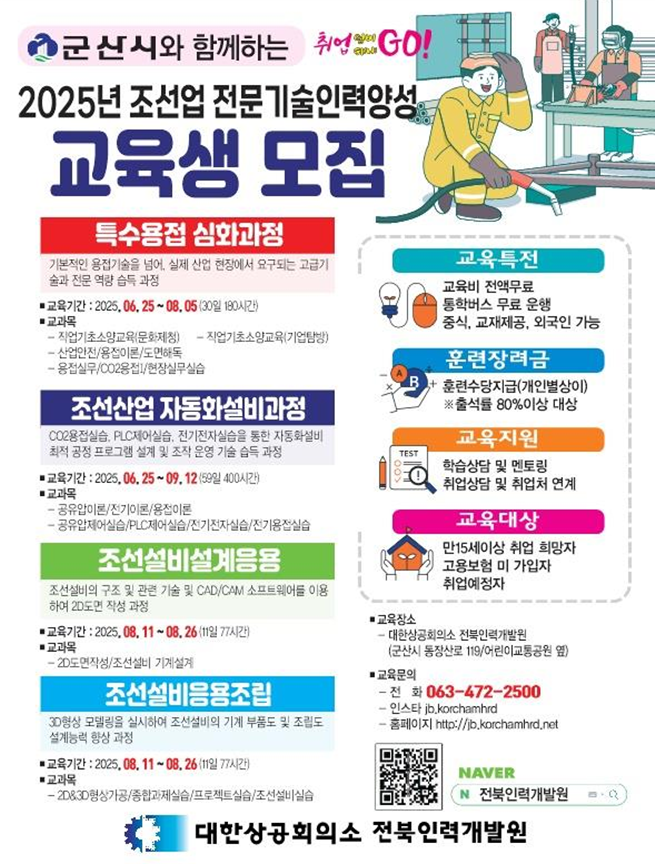 군산시, 친환경・스마트 조선산업 이끌 맞춤형 기술 인력 양성