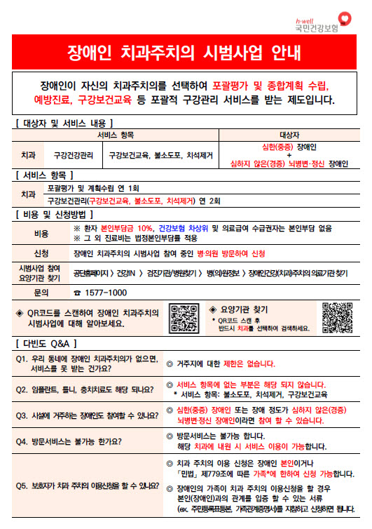 동두천시 치과의료기관,「장애인 치과주치의 제도 시범사업」 참여