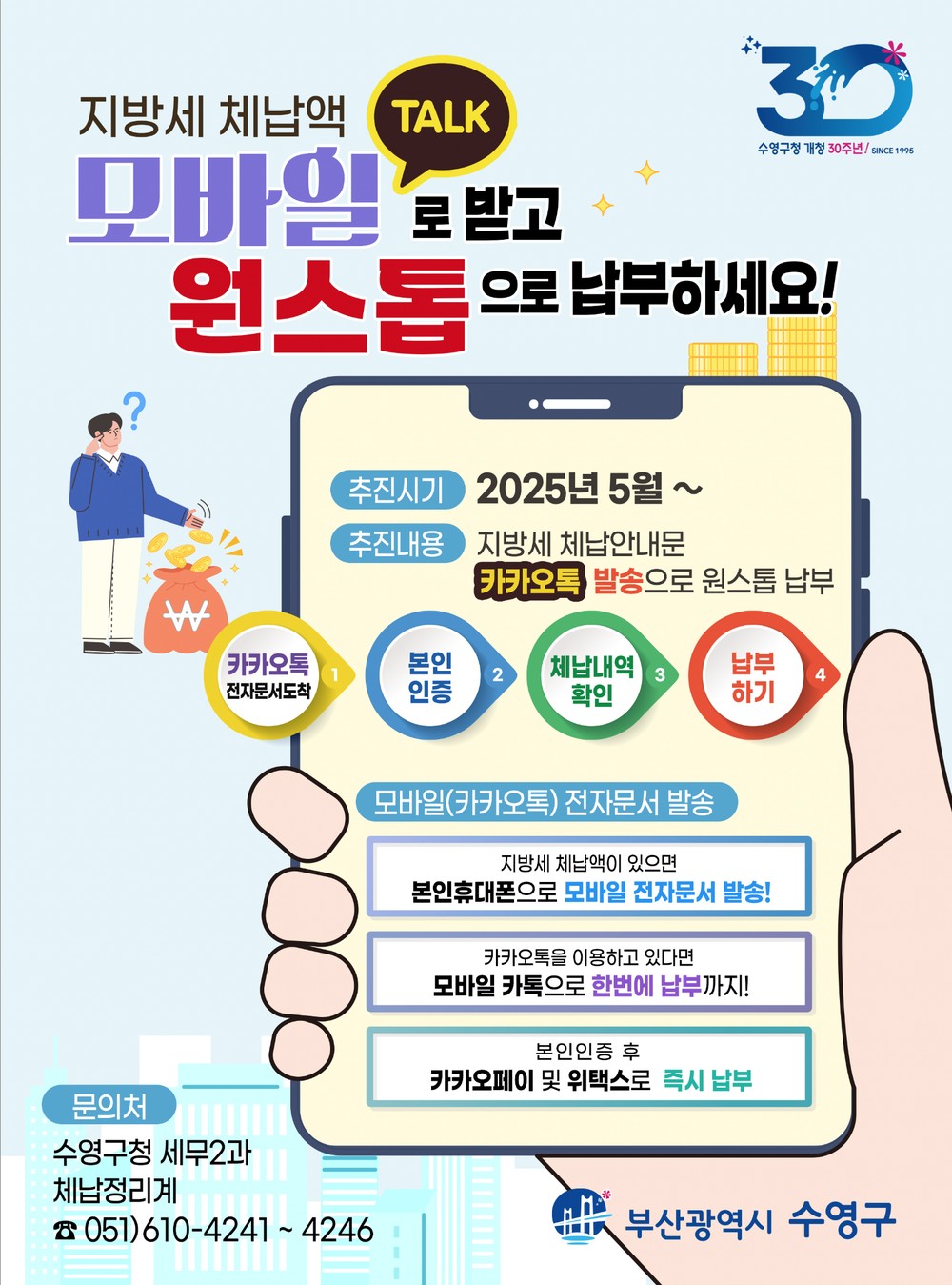 수영구 최초, 지방세 체납안내문 카카오톡으로 “열람부터 납부까지” 원스톱 추진
