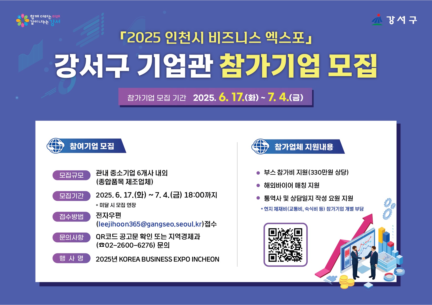 해외시장 개척, 강서구가 함께 합니다! ‘한국 비즈니스 엑스포 인천’ 참가 기업 7월 4일까지 모집