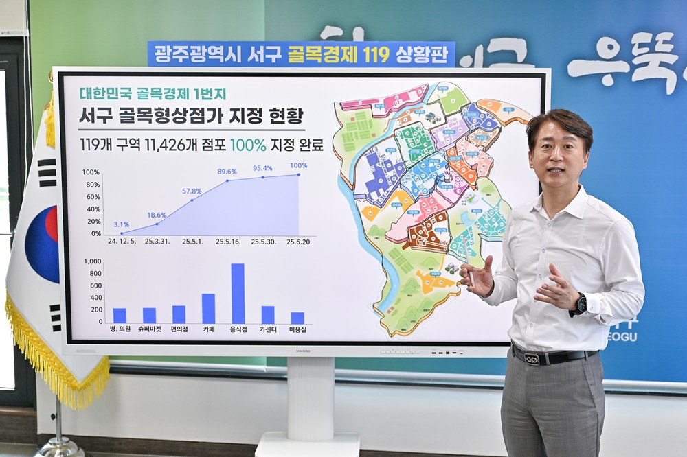 광주 서구청장 집무실에 ‘골목경제119 상황판’ 구축