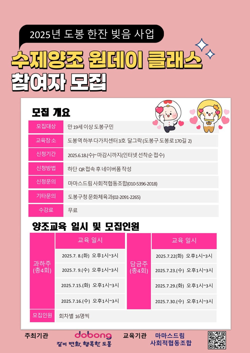 도봉구, 수제양조 원데이 클래스 운영…나만의 술 만들기 도전