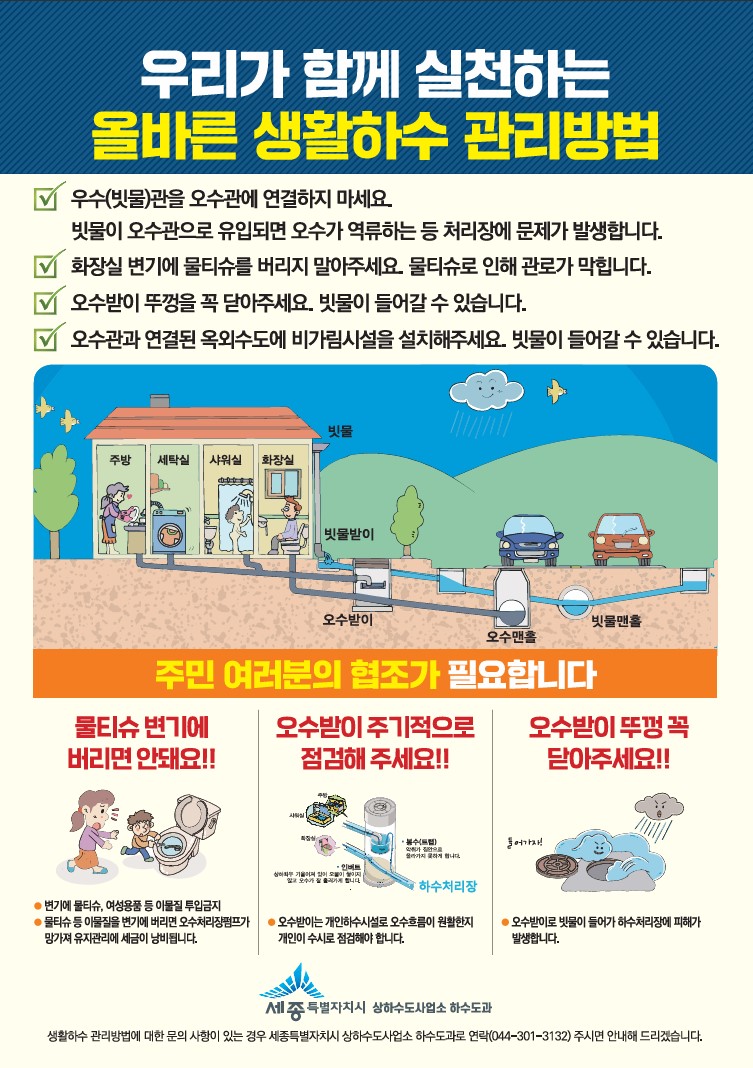 올바른 하수 배출 문화 확산 함께해요!